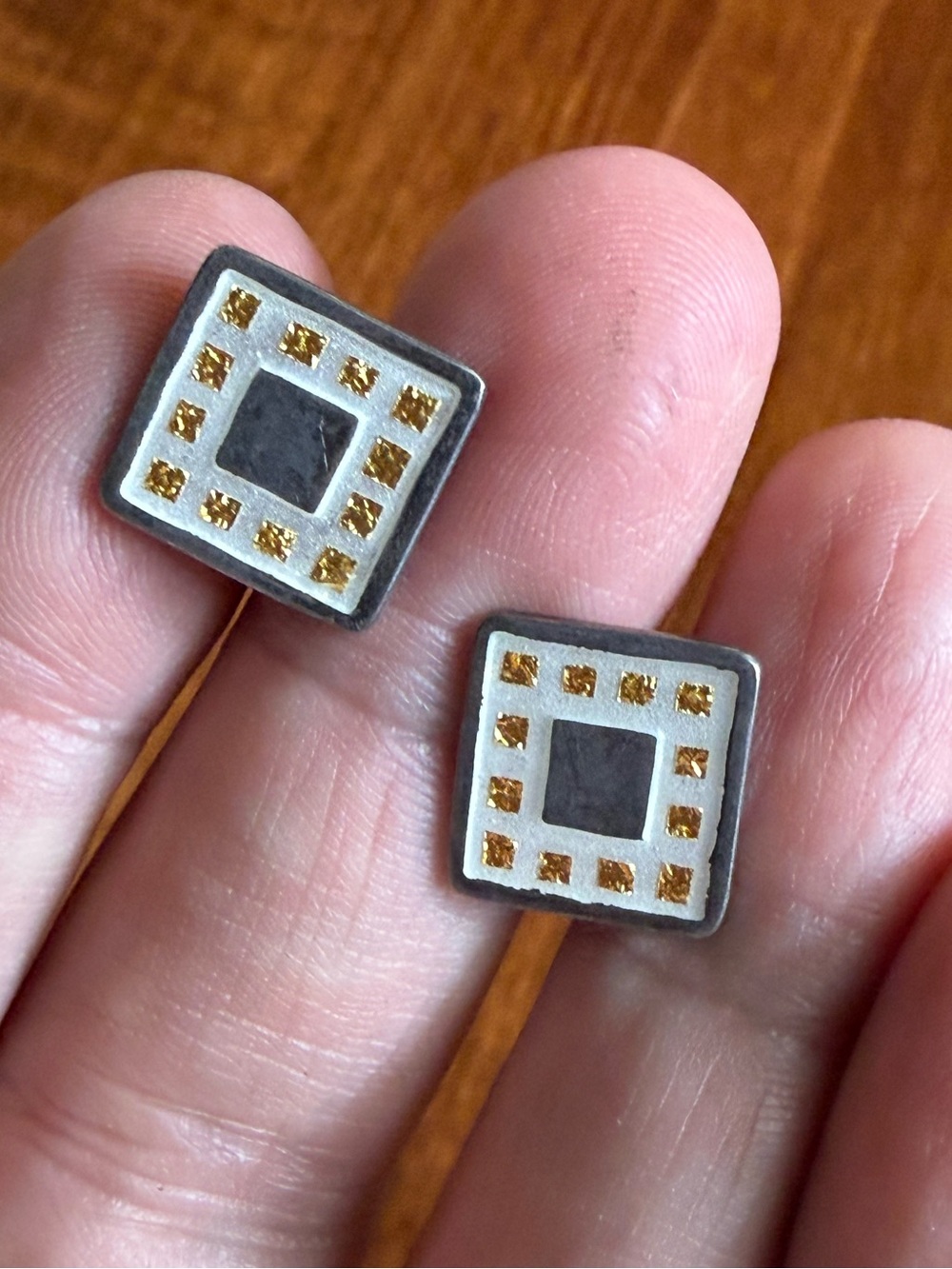 Artisan 22K Gold and Sterling Silver Cufflinks Modernist Design